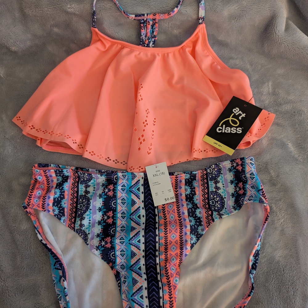 Art Class Coral Bikini Set Girl's XXL